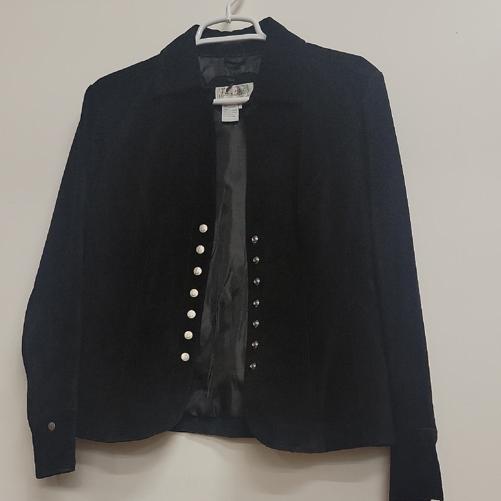Leather Snap Button Live a Little Black Blazer Medium